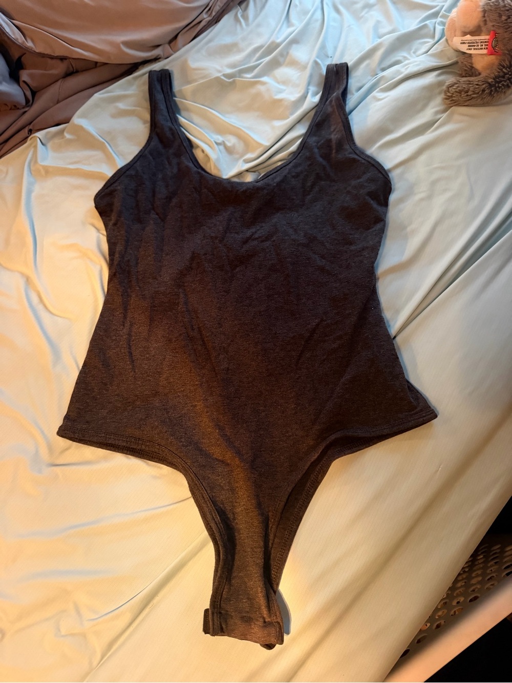 Scoop Neck Bodysuit in Dark Gray